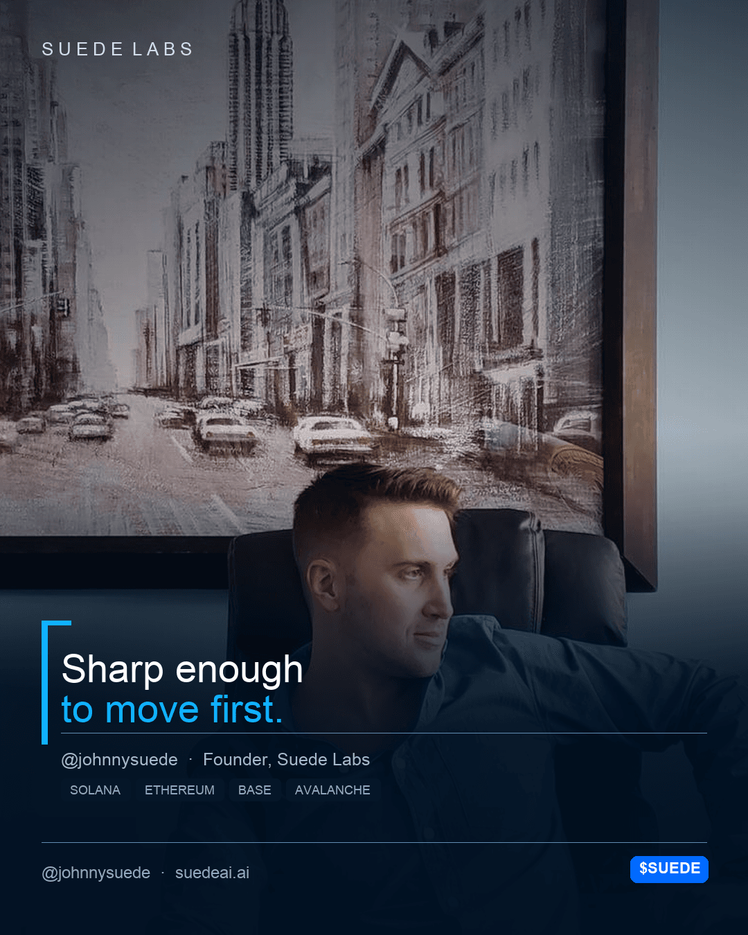Jason Colapietro Suede Labs AI founder visual for creative IP ownership, music rights, creator infrastructure, and IP provenance: Profile Sharp.